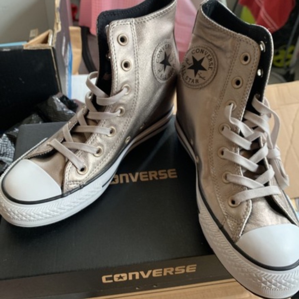 Converse Metallic Silver platform sneaker